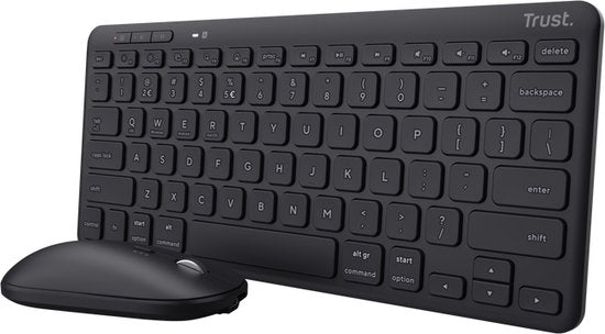 Trust Lyra – Kabellose Tastatur und Maus – Multi-Connect – Wiederaufladbar – AZERTY BE – Schwarz