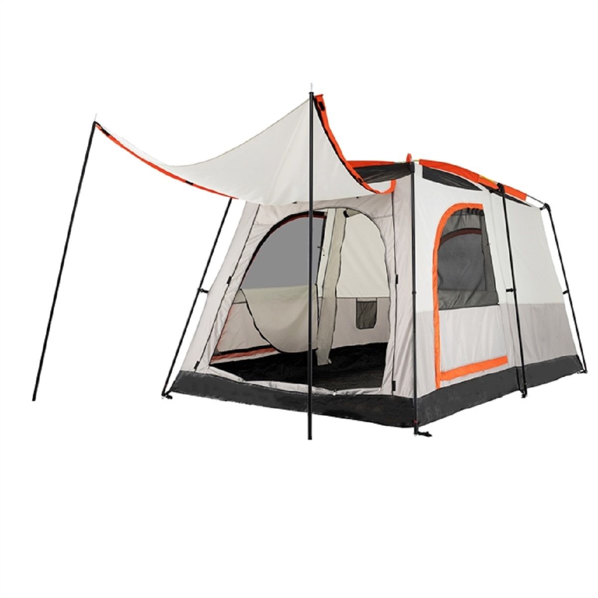 Coast Campingzelt für 6 Personen – 2 Zimmer mit Trennwand – Regenschutz und Fliegengitterfenster – grau