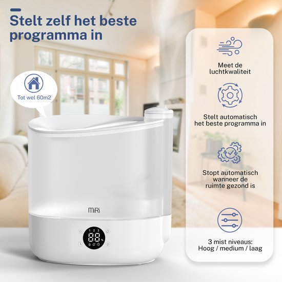 MiRi Nebula - Luftbefeuchter - Luftbefeuchter - 6L - Ionisator - 60m² - Ultraschall - Touch-Steuerung - Aromatherapie