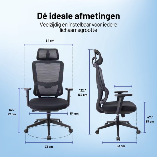 GAME HERO® Ergo G1 Ergonomischer Bürostuhl – Bürostuhl für Erwachsene – 150 kg – Schwarz
