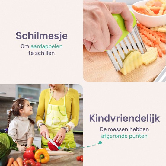 Qwali XL Kindermesserset - Sicher - Inkl. Schneidebrett - Kinder - Besteck - Messer - Kind