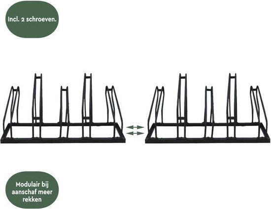 BRASQ Fahrradträger für 5 Fahrräder - Fahrradständer - Fahrradträger - Fahrradhalterung für Boden Inklusive Befestigungsmaterial - Schwarz