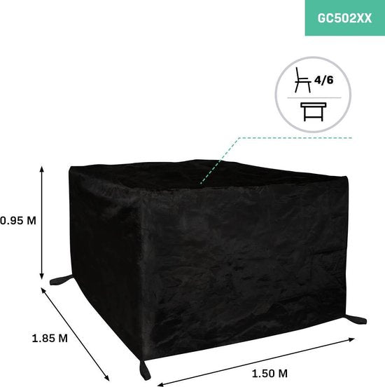 VONROC Premium Gartengarnitur Abdeckung M - 185x150x95cm - Für Gartentisch mit 4-6 Stühlen