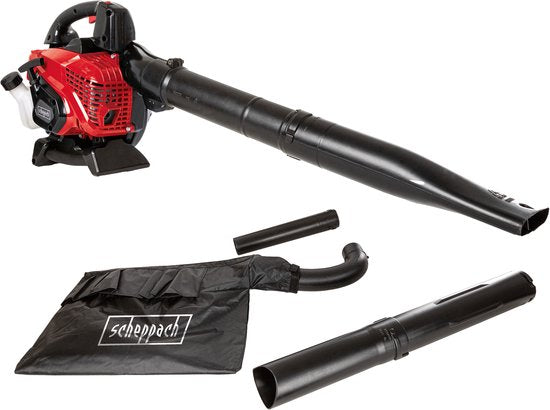 Scheppach 3-in-1-Benzin-Laubbläser LBH3500P – 25,4 cm³ – 900 W – 1,2 PS – Laubsauger, Laubbläser & Häcksler – Ausblasgeschwindigkeit 260 km/h – 790 m³/h – 50-Liter-Auffangbeutel