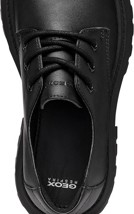 Geox J Maquinnens Mädchen-Uniformkleid-Schuhe Schwarz – Größe 41 EU – Atmungsaktive Derby-Slipper
