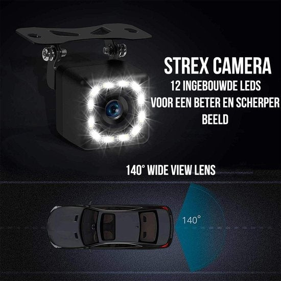 Strex Rückfahrkamera - Universal RCA - 12 LED Nachtsicht - IP68 Wasserdicht - Rückfahrkamera Auto