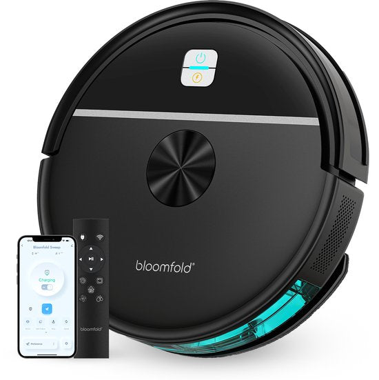 Bloomfold Sweep Roboterstaubsauger mit Wischfunktion – Intelligenter Roboterstaubsauger, 3500 Pa, 130 Min., App & Google Home – Ultradünn (7,3 cm) – Geeignet für Tierhaare