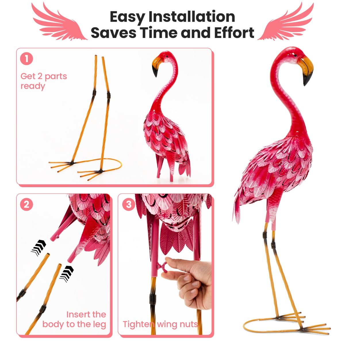 Coast Flamingo Garten Statuen - 2er Set - Metall - Rosa