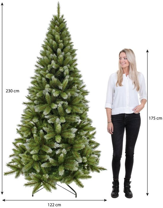 Triumph Tree Pittsburgh Weihnachtsbaum – Weiß bereifte Zweige mit üppiger Optik – Weihnachtsdekoration für den Innenbereich – Kunstbaum mit 940 Zweigen und stabiler Konstruktion – 230 x 122 cm – Grün