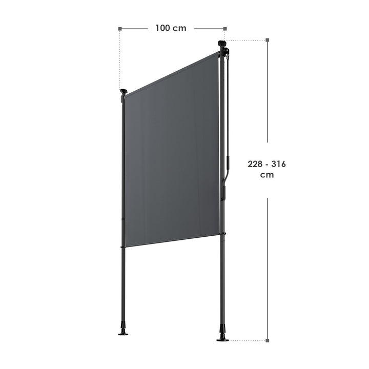 Juskys Vertikaler Balkonsichtschutz 100x310 cm Grau - Wasserabweisender und höhenverstellbarer Sonnen- und Sichtschutz