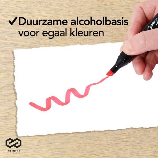 Infinity Goods Twinmarkers 262 Stück - Professionelle Alkoholmarker - Doppelseitige Spitze - Marker - Aufbewahrungstasche mit Halterung