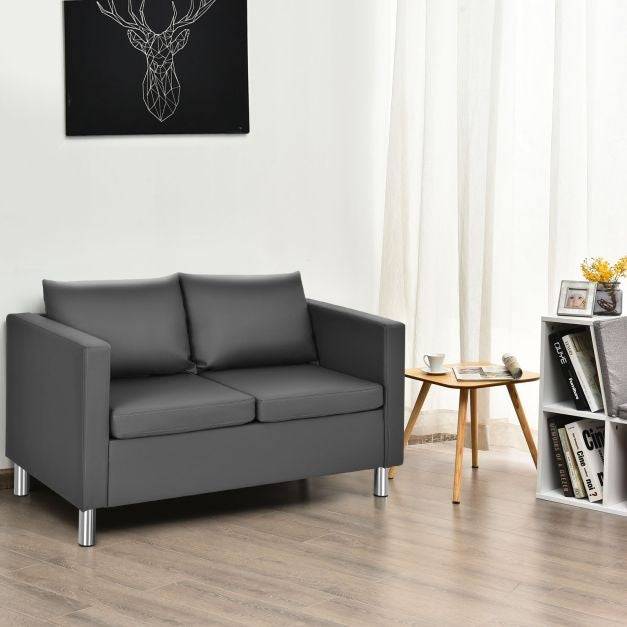 Coast Zweisitzer-Sofa - 120x60x62,5 cm - Leder - Grau