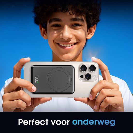 Strolox Powerbank – 12.000 mAh – Kompatibel mit dem MagSafe-System – Kabellose Powerbanks – Schnellladegerät – Notfallpaket – Mit Ständer
