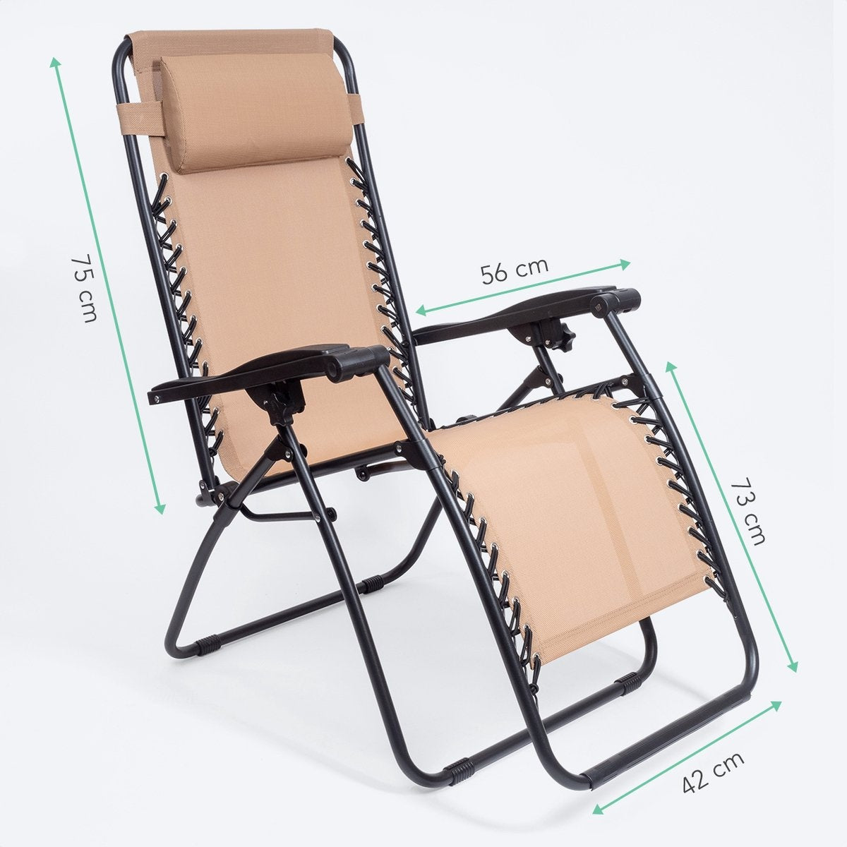 LifeGoods Faltbare Gartenstühle - 30Â°-90Â° Verstellbar - Metall - Beige