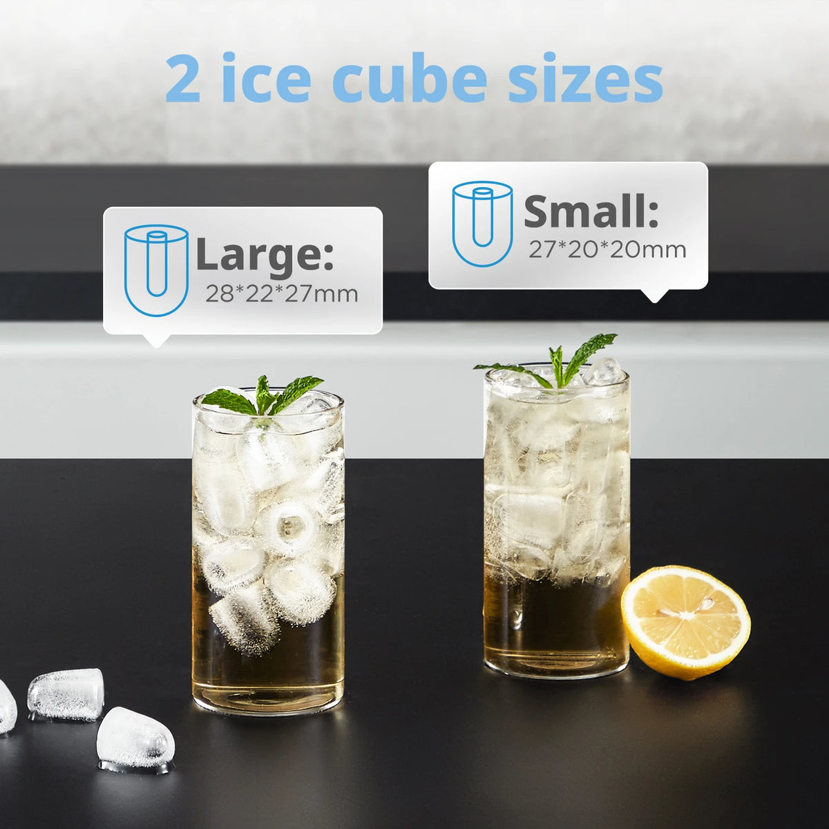 Comfee' Eiswürfelmaschine Grau – 12 kg/24 Std. – Eis in 6 Minuten – Selbstreinigend