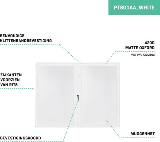 VONROC Seitenwände mit Moskitonetz - Für Premium Partyzelt PT501XX - 50+ UV Schutz - Weiß