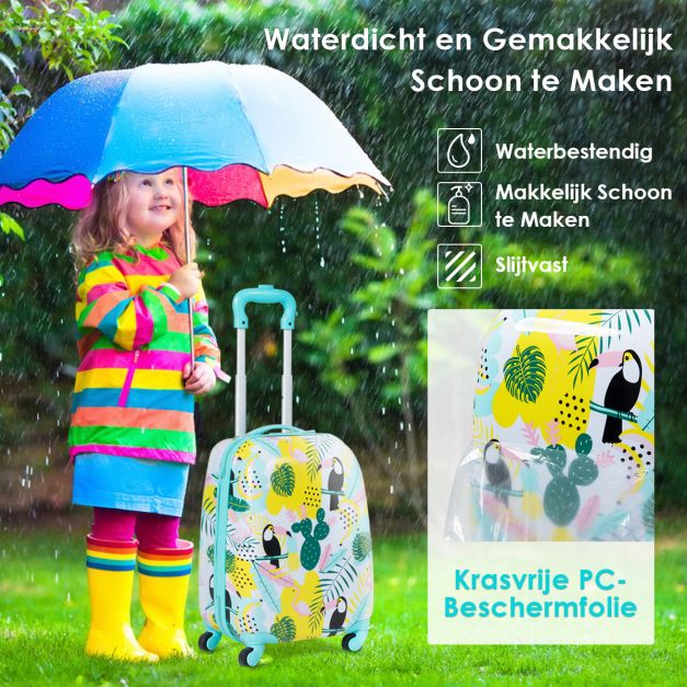 2 Stück Kindergepäck Handtasche Set mit Rucksack und Koffer - 30 X 22 X 44.5-74 CM
