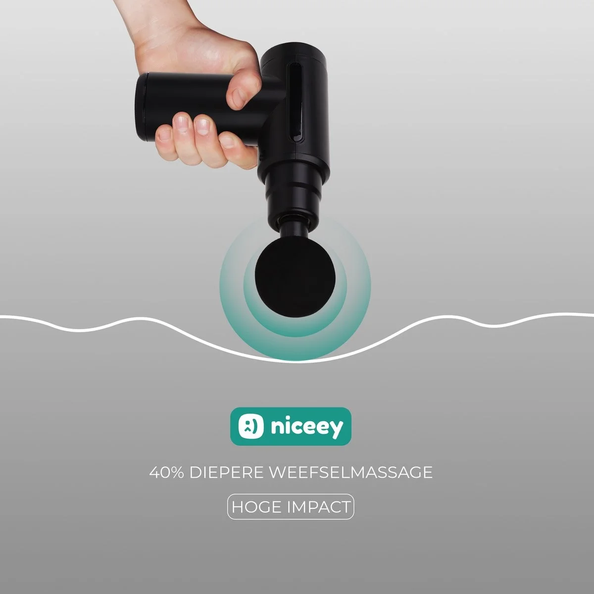 Niceey Massage Gun Mini - Leistungsstark - Kabellos - 5 Aufsätze - Sport- und Entspannungsmassagegerät - Mit Etui - Schwarz