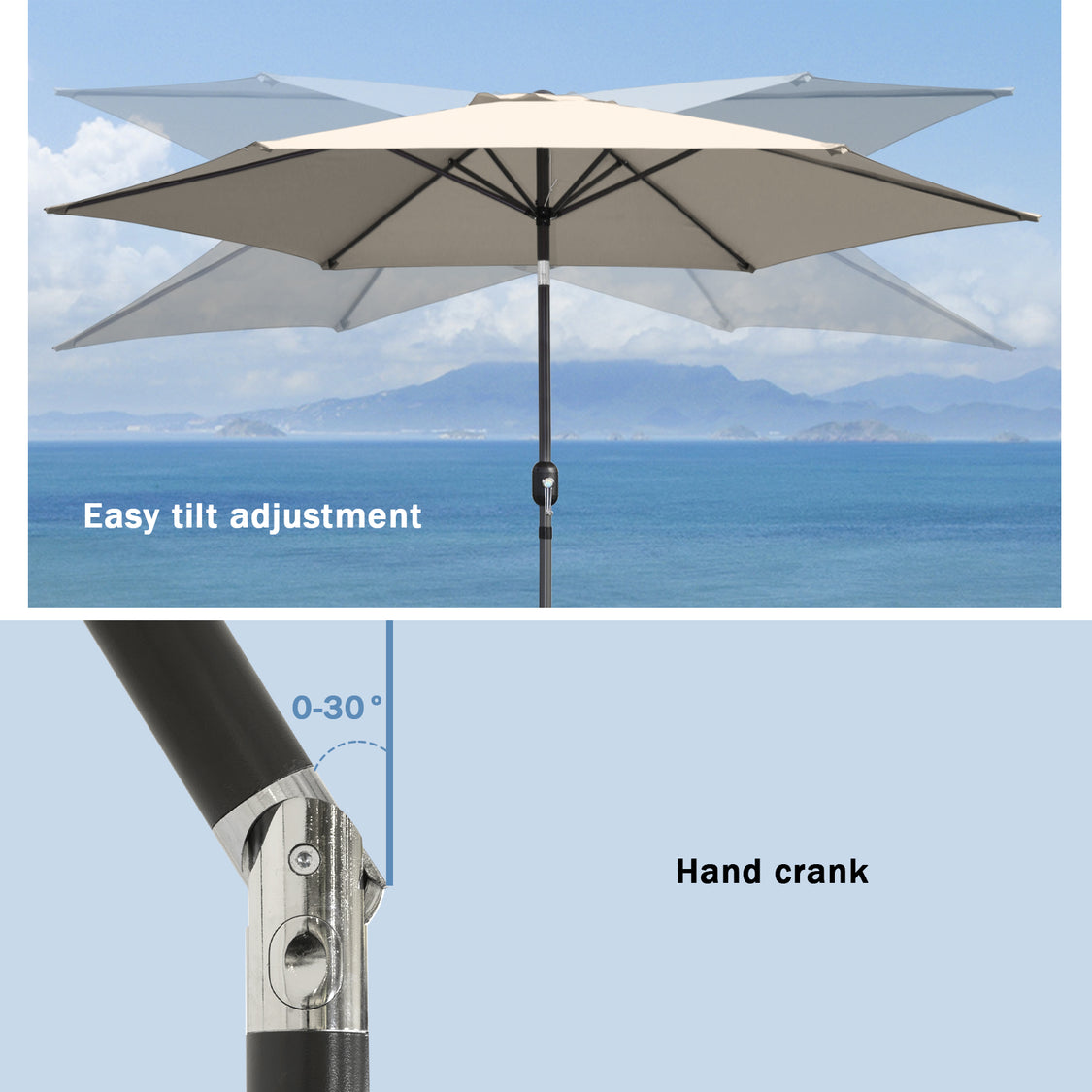 Angel Living Sonnenschirm - Ø300 cm - kippbar - Beige