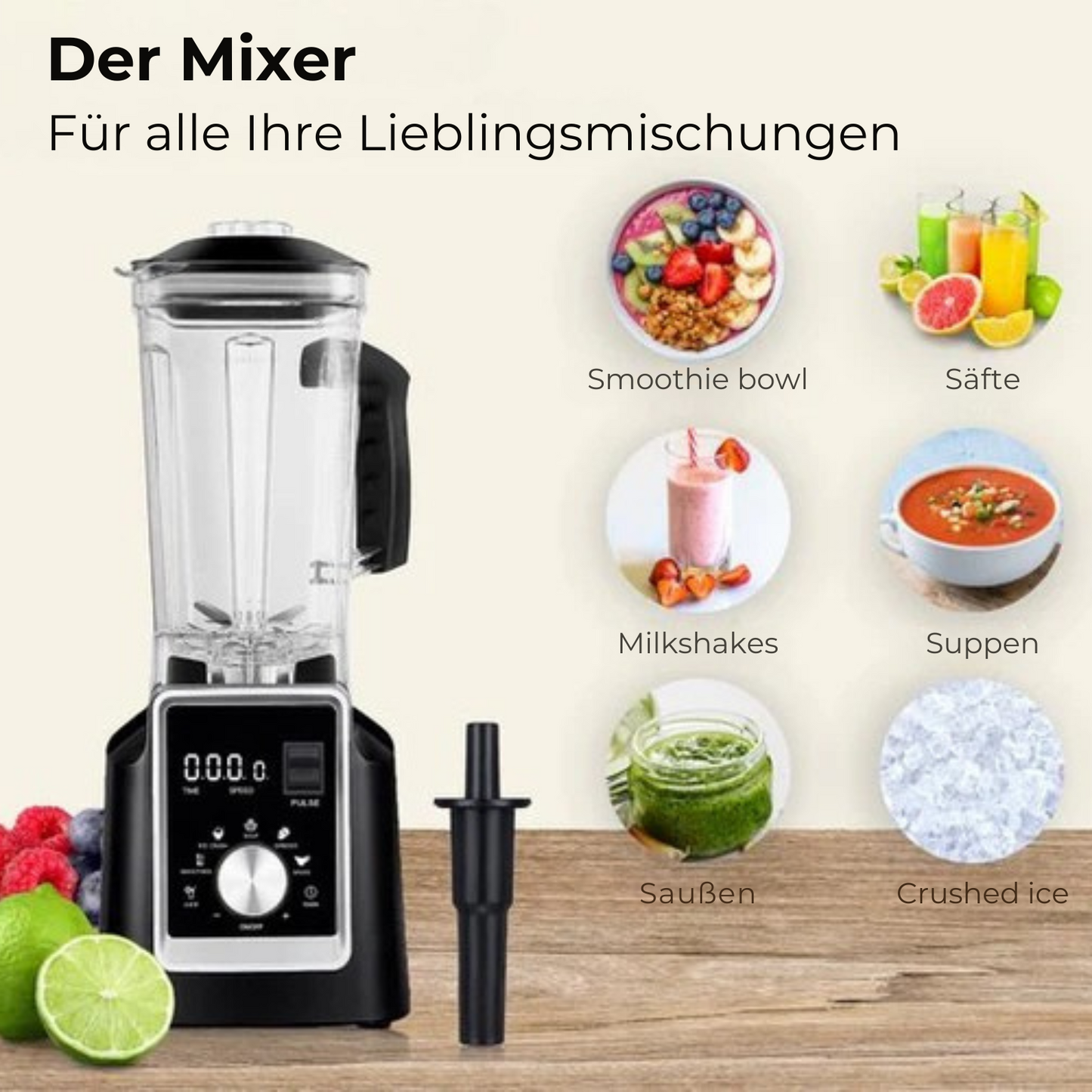 VAIVE - Power Blender Pro - 2L - 2200W - 9 Geschwindigkeiten - Schwarz