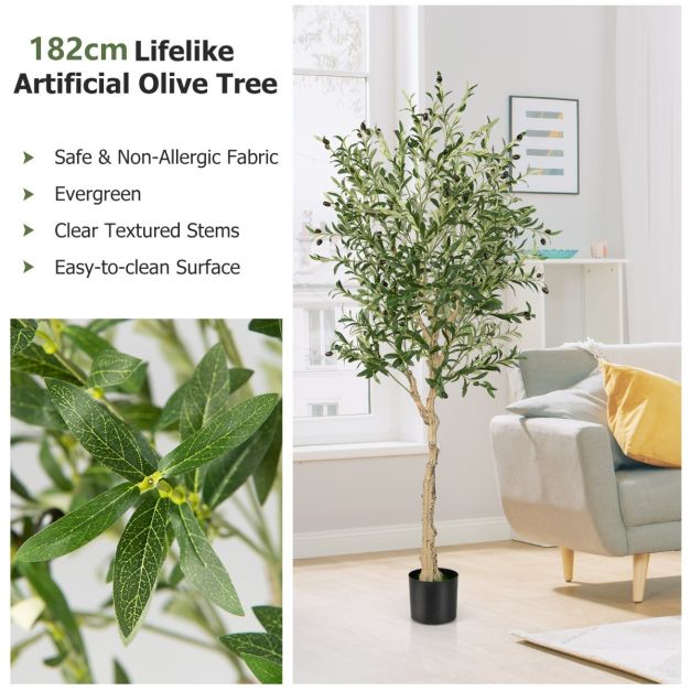 Coast Künstlicher Olivenbaum - 182 cm - 1296 Blätter - Zementtopf