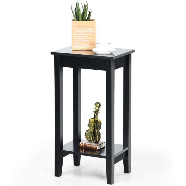 Coast Beistelltisch Schwarz 40 x 30 x 73,5 cm - 2-Schicht mit Massivholzfüßen