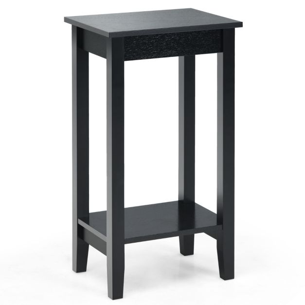 Coast Beistelltisch Schwarz 40 x 30 x 73,5 cm - 2-Schicht mit Massivholzfüßen