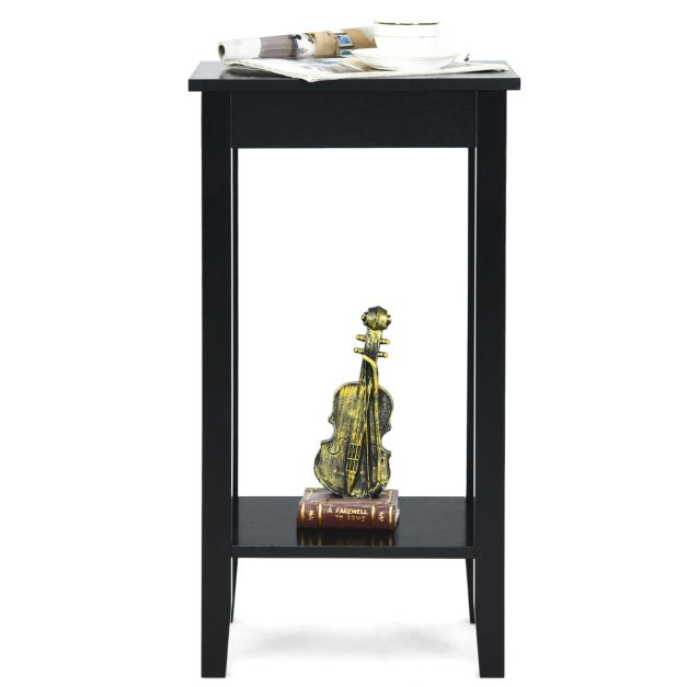 Coast Beistelltisch Schwarz 40 x 30 x 73,5 cm - 2-Schicht mit Massivholzfüßen