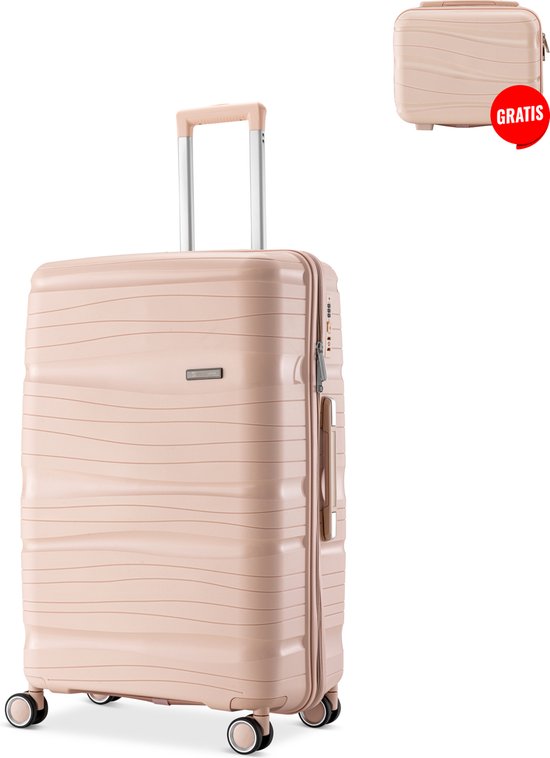 SKYCASES Travelin' Charm Handgepäck Koffer - 40L - Zahlenschloss - 35x21x54 cm - Leicht & Langlebig - Inklusive gratis Tasche - Hellrosa