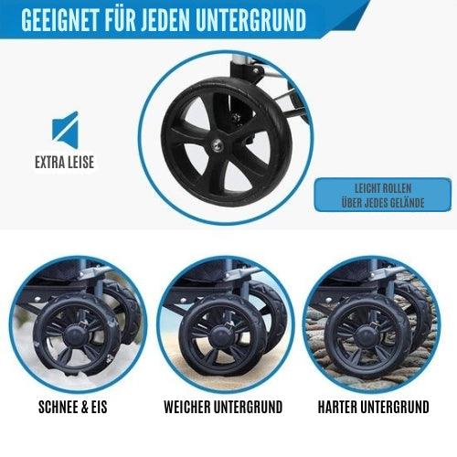 Strex - Einkaufstrolley - Zusammenklappbar - Abnehmbare Einkaufstasche - wasserdicht - Schwarz