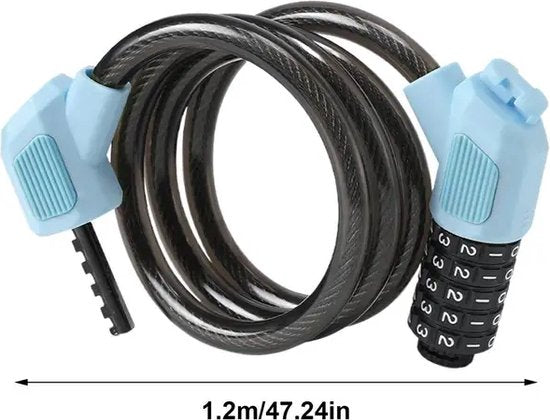 Garpex® Bicycle Lock Digit Lock - Digit Lock Fahrrad oder Elektroroller - Kabelschloss Vorhängeschloss - Schwarz mit Bügelbefestigung