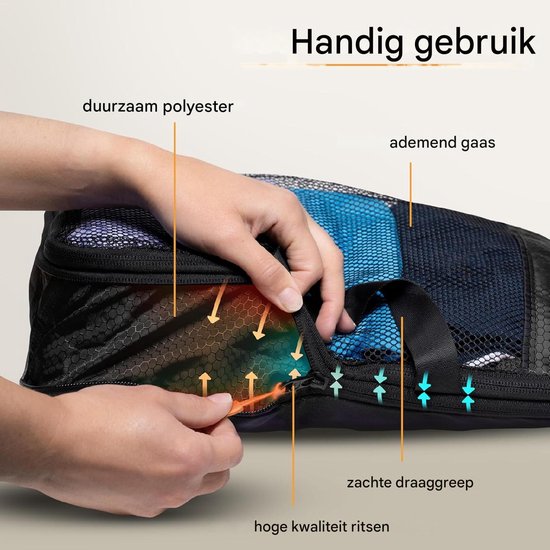 Packwürfel mit Kompression für Koffer und Rucksack inkl. Packsack, Midnight Escape - Schwarz