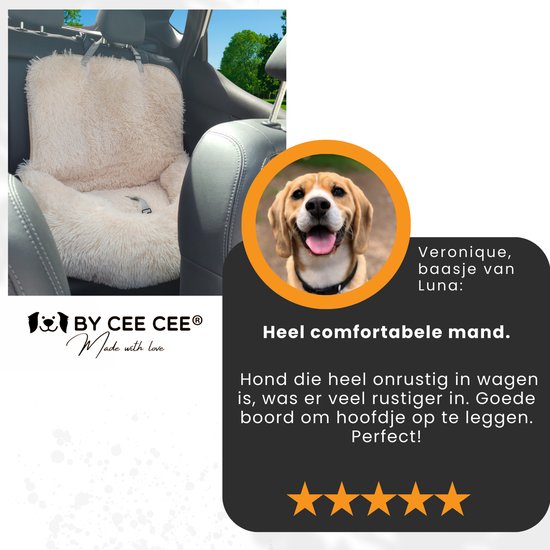 By Cee Cee Car Seat Dog Deluxe Back Seat - Hundekorb Auto mit Sicherheitsgurt - Autokorb Hund - Hundesitz - großer Hund - Beige - Größe M