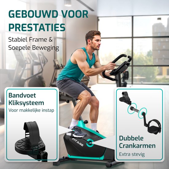 FITAGE Hometrainer - Fitness Bike mit 32 Widerstandsstufen - Tablet Halterung für Bluetooth Kinomap & Zwift - Bike Low Entry, Ergonomisch & Leise - Hometrainer Fitness für Zuhause