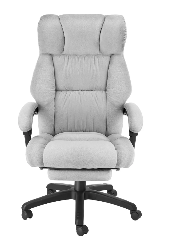 tectake Bürostuhl Jillien mit Fußstütze - Ergonomisch - Velours - Grau