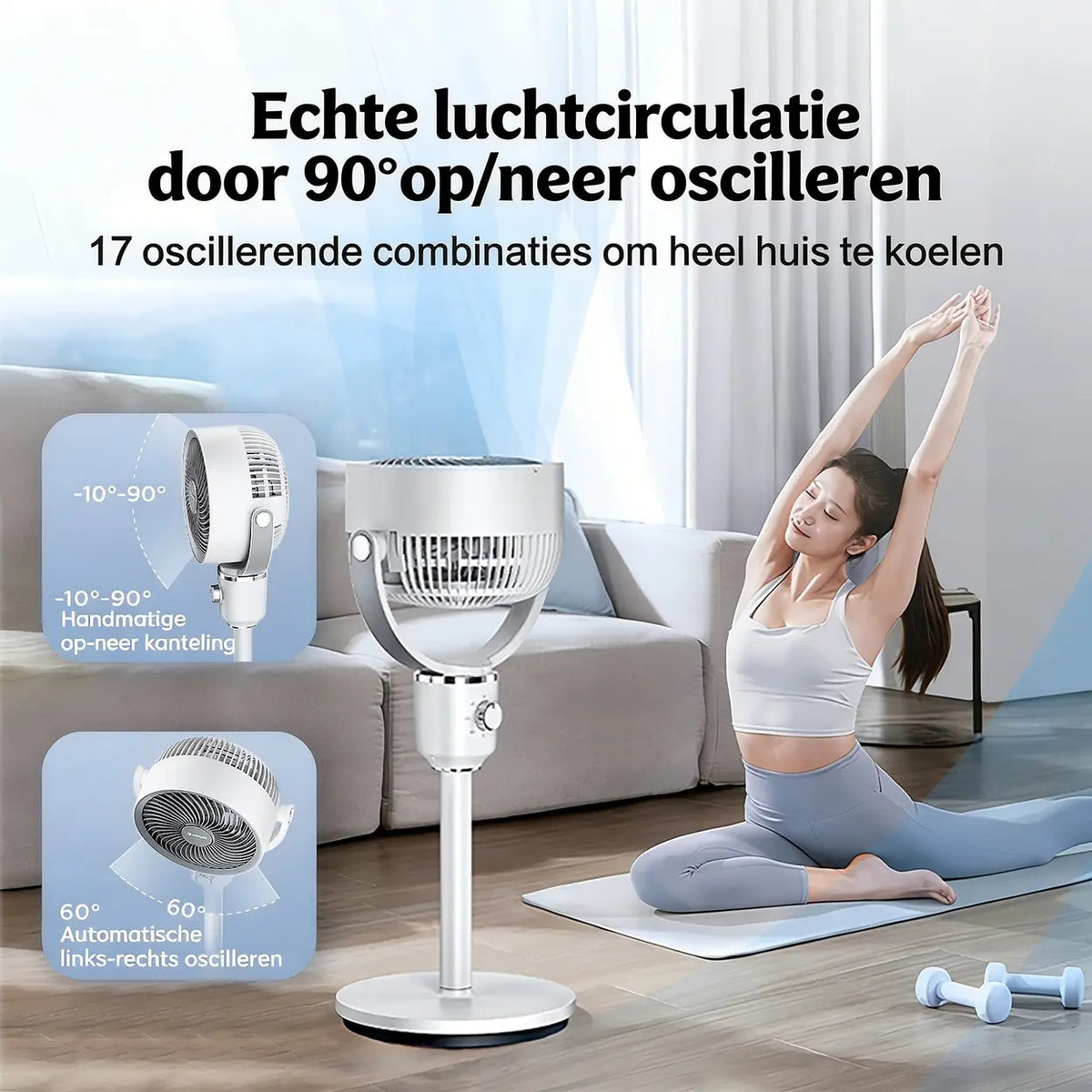 Airmate Luftzirkulationsventilator – Verstellbar 45–108 cm – 3 Flügel