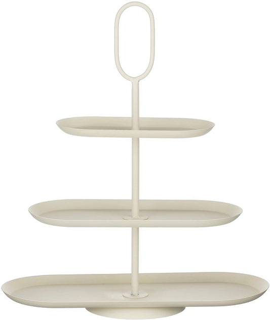 Mica Decorations Rama Etagère – Servierturm für Häppchen und Gebäck – Auch als Tortenplatte und Serviertablett geeignet – Dekorative Etagère aus Eisen – L 48 x B 20 x H 55 cm – Cremefarben