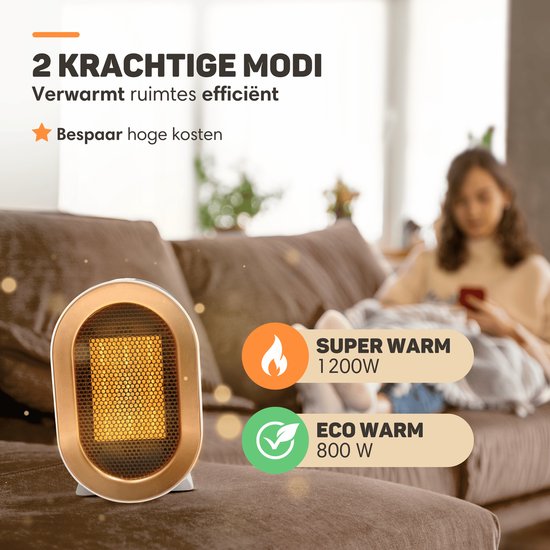 DO NOT SELL IN GERMANY -  Vulpes Goods® Tech - Elektroherd Pro - Elektrische Heizung für den Innenbereich - Heizlüfter - Keramischer Herd - Heizung - 2 Stufen - 1200W - LED-Anzeige - Weiß