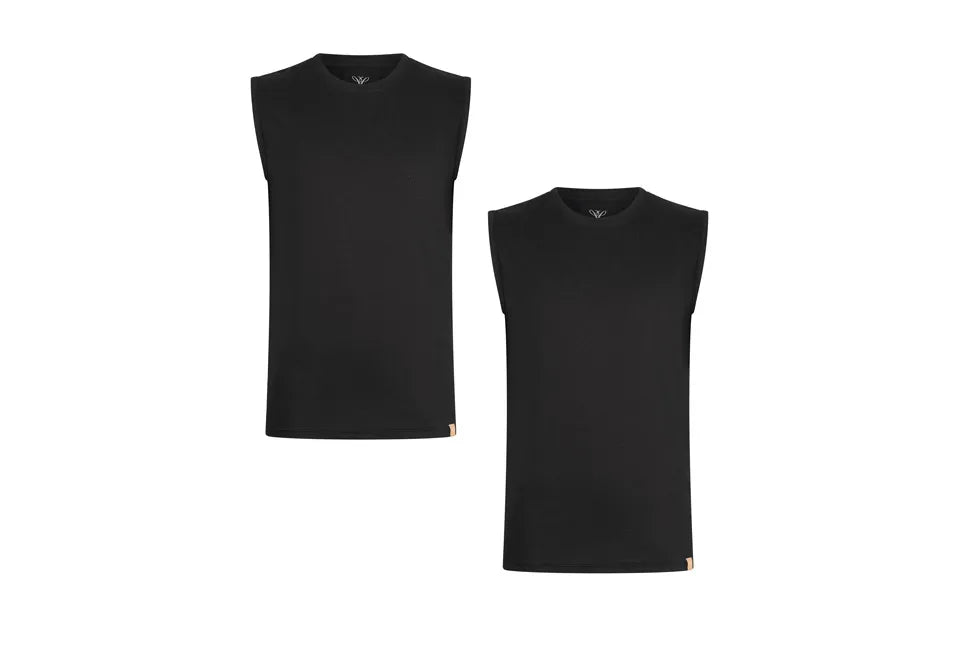 Outspot Duopack Ärmellose T-Shirts – Schwarz – Größe S