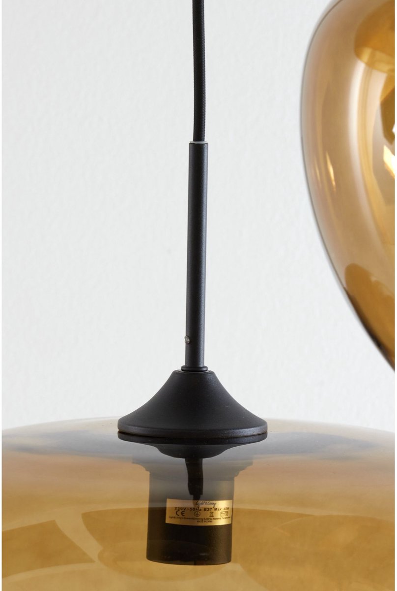 Light & Living Hängeleuchte Mayson - Braunes Glas - Ø40cm - 3L - Modern - Hängeleuchten Esszimmer, Schlafzimmer, Wohnzimmer