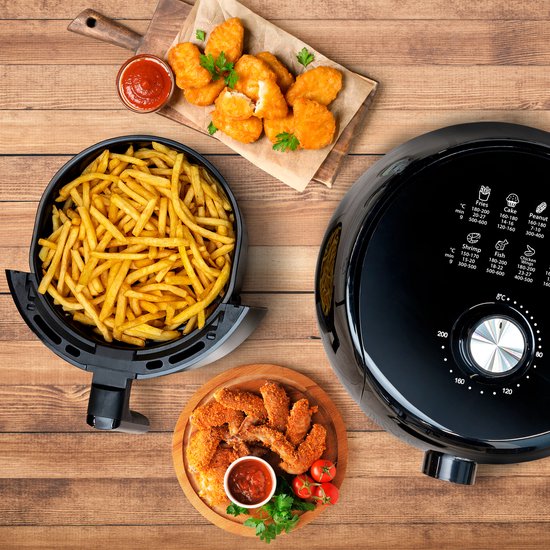 alpina Airfryer 3.5L - Heißluftfritteuse 2 bis 3 Personen - Heißluftfritteuse mit einstellbarer Temperatur von 80 bis 200°C - Heißluftofen Airfryer Timer bis zu 60 Minuten - 1400W - Schwarz