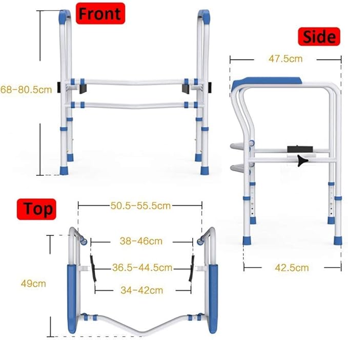 BODHIS Toilettenständer - Verstellbar & Anti-Rutsch - max 113 kg - 55,5 x 50,5 x 80,5 cm - Weiß