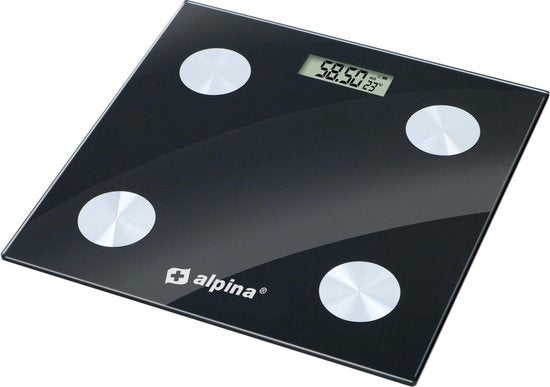 Alpina Smart Scale - mit Körperanalyse: inklusive Fettanteil und BMI - Bluetooth - mit App - Schwarz