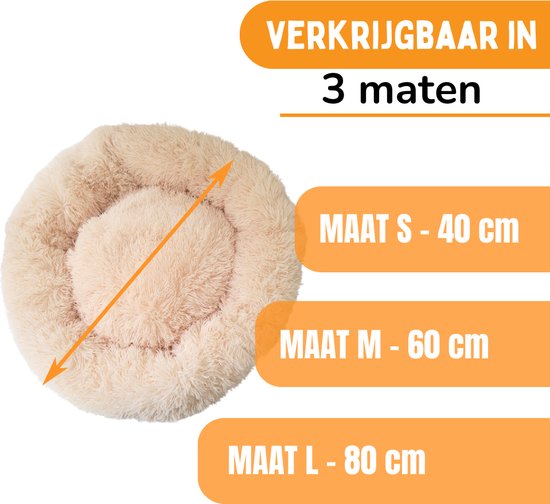 By Cee Cee Hundekorb - Donut Hundekorb - Katzenkorb - Premium Hundekissen - vollständig abnehmbar - Beige 40cm - S