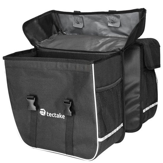 tectake - Doppelte Fahrradtasche - 35 l - Schwarz/Grau