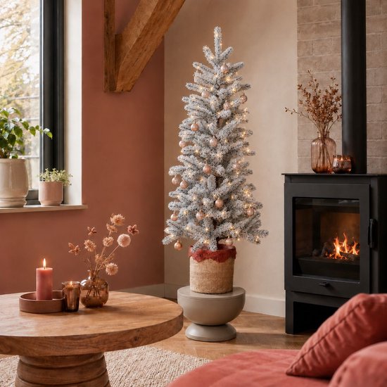 Black Box Trees Nagoya Kunstweihnachtsbaum mit Beleuchtung H120 x Ø60 cm – Weihnachtsbaum mit verschneiten Zweigen – Kunstbaum mit 212 PE-Tannenzweigen – Schlankes Modell Ø60 cm – Grün