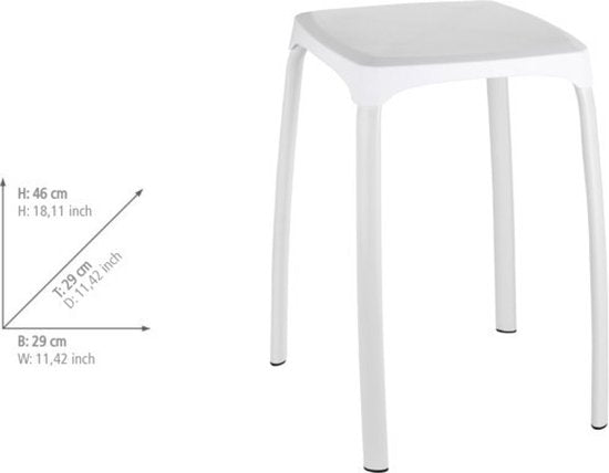 WENKO Badezimmerhocker Losani 29 x 47 cm, weiß – Duschhocker – Duschsitz – Duschstuhl – Belastbarkeit max. 120 kg