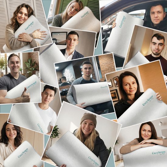 CozySense® Kopfkissen - Orthopädisches Kopfkissen - Ergonomisches Kopfkissen - Memory Foam Schlafkissen - Inkl. Kissenbezug & Tragetasche - Weiche Festigkeit - für Seiten-, Bauch- und Rückenschläfer
