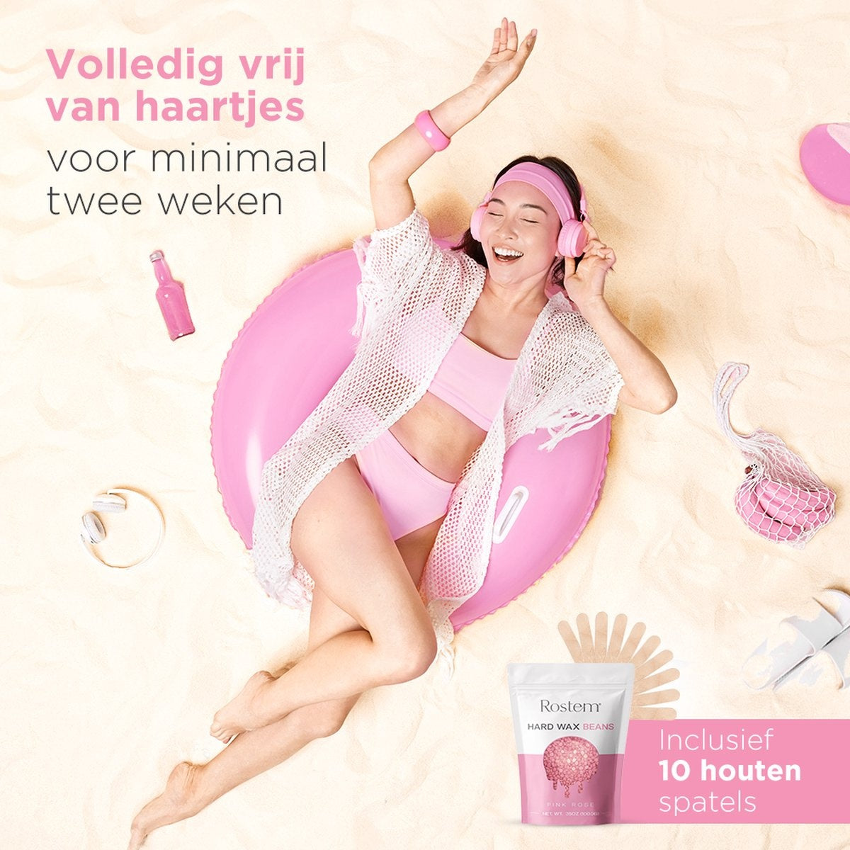 RostemÂ® Luxe Harzbohnen - Hartwachsbohnen - Heißwachs - Wachsbohnen - Rosa Rose 1KG - Inkl. 10 Spatel