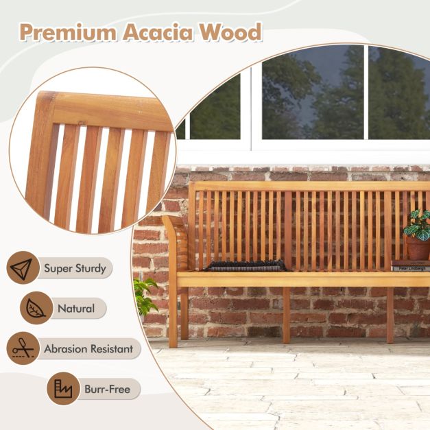 Coast 3-Sitzer-Gartenbank aus Akazienholz mit Kissen – 159 x 59 x 77 cm – Naturfarben